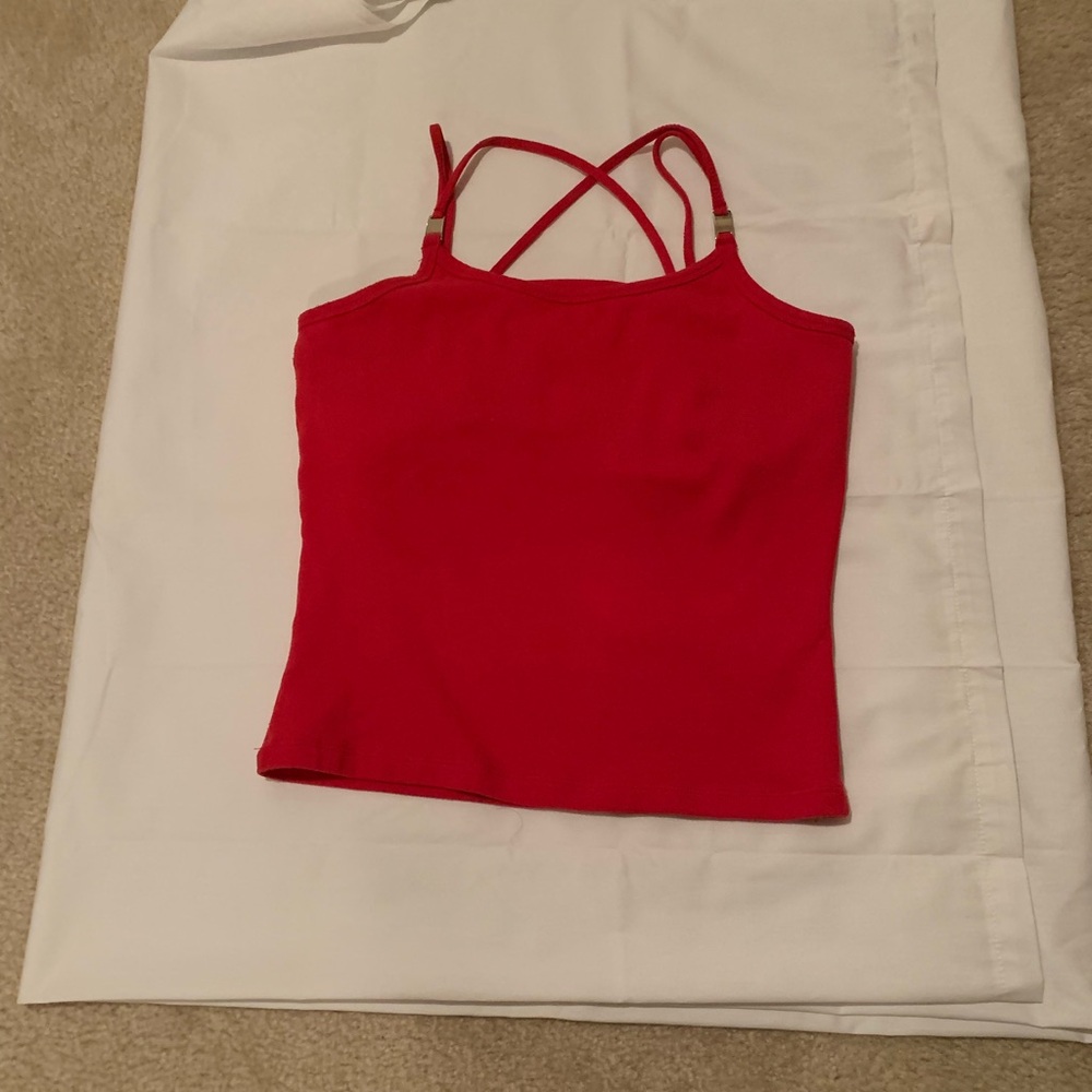 Red Sleeveless Fitted Crop Camisole